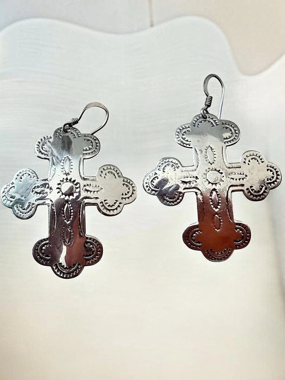 Cross Dangle Earrings in sterling silver 925